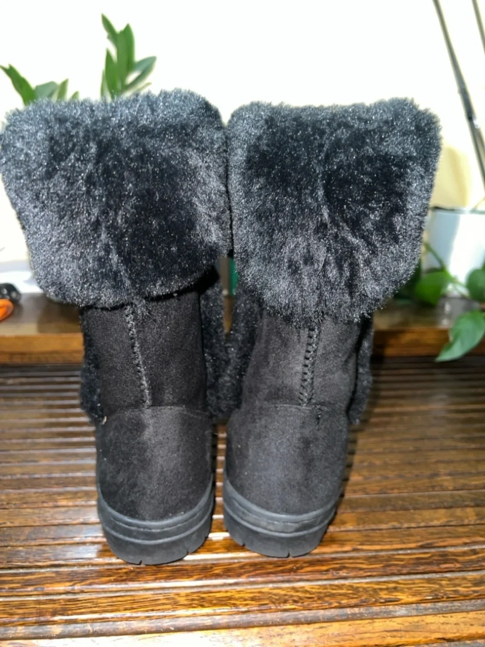 Style‎ & Co. Black Faux Suede Winter Boots with Plush Cuff